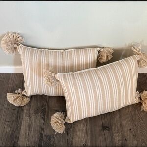 Threshold by Studio McGee Striped Beige Throw Pillows with Tassels (Set of 2)